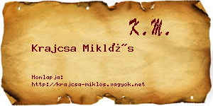 Krajcsa Miklós névjegykártya